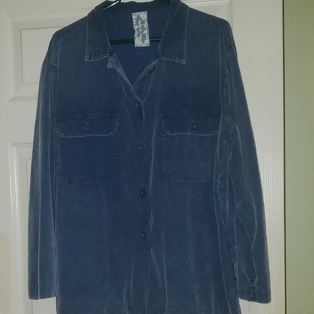 Sadie & Sage Blue 100% Cotton Corduroy Shirt M/L